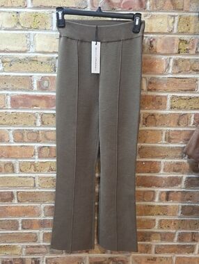 White + Warren Olive Green Knit Wide-Leg Pants Xs